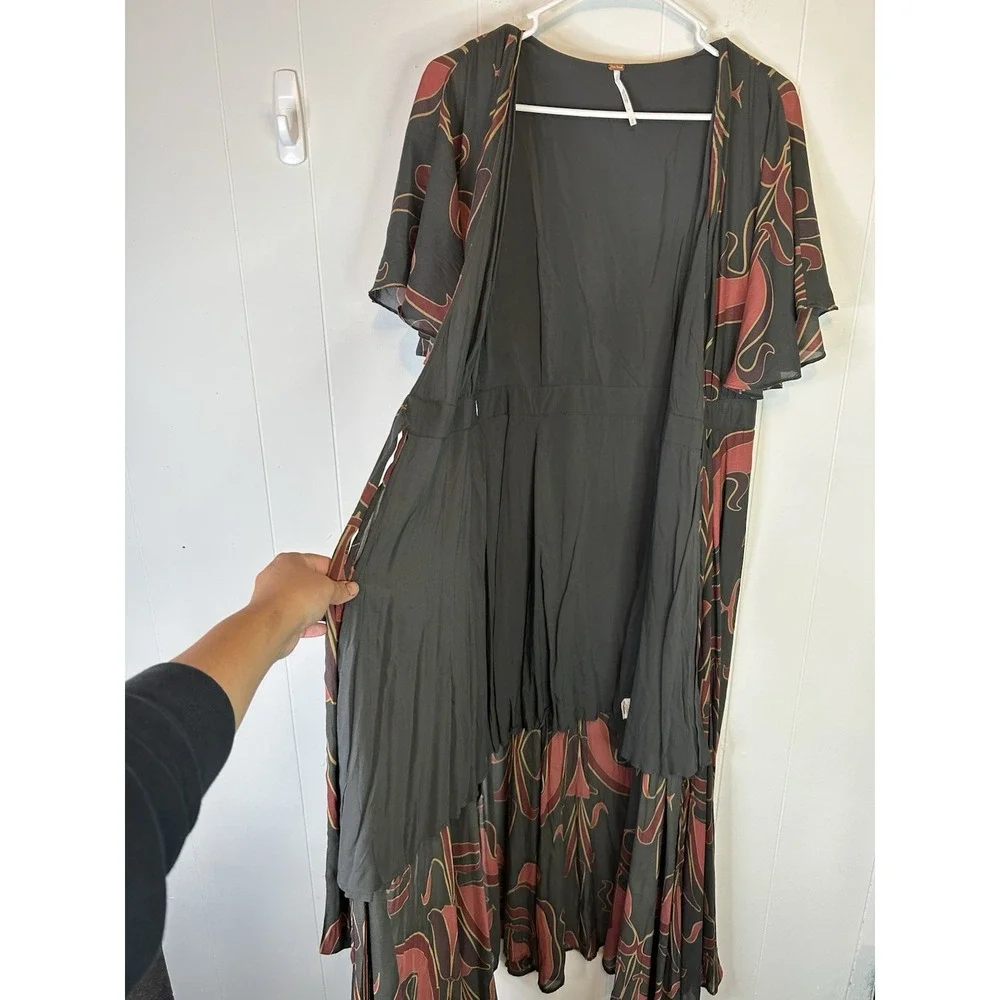 Free People Sweet Escape Floral Maxi Wrap Dress Boho Festival Size Small 198